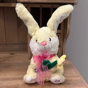 Singing Bunny Plush Peter Cottontail Kids of America Easter Yellow
